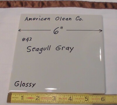 1 pc. Seagull Gray:  6'' X 6'' Glossy Ceramic Tile by American Olean Co. New Stock