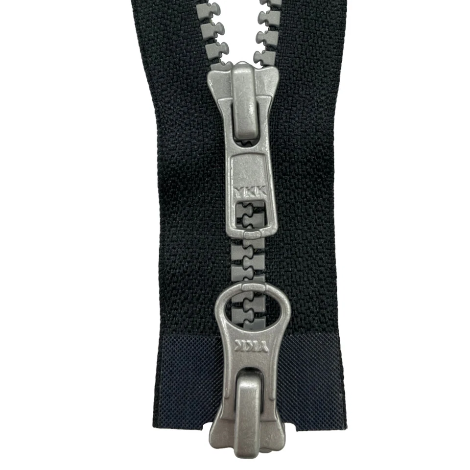 YKK 2 Wege Reißverschluss Kunststoff 5mm schwarz 20-200 cm Vislon silberne Zähne