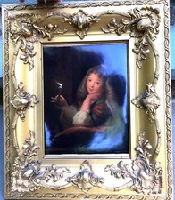 KPM Porcelaine Plaque 1850s Signé " Vieux Masters " Peinture Femme Avec Bougie