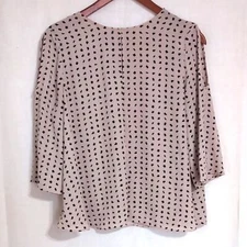 attention Taupe Dotted Bell Sleeve Cold Shoulder Blouse Size Large