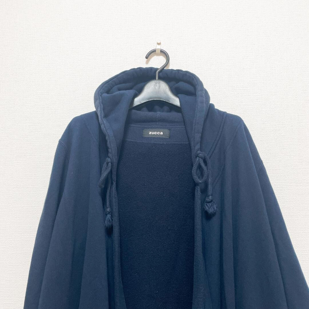 ZUCCA Long Hoodie Jacket Navy Cotton 100% Size M USA XS/S