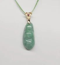 Certified Green Pea Pod Jade Pendant Natural Jadeite Beans Pendant 福豆 四季豆 玉吊坠