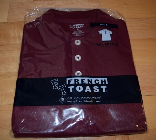 New! FRENCH TOAST School Uniforms Boys Sz 4 Short Sleeve POLO Shirt Burgundy - Picture 2 of 2