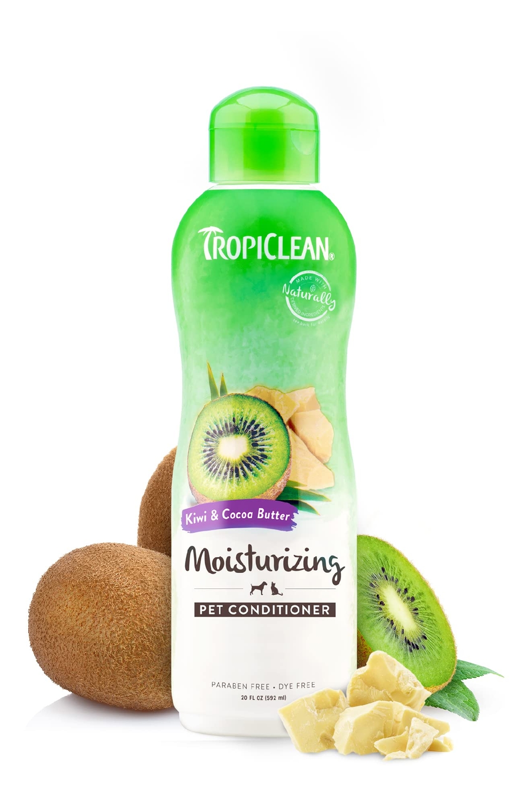 Kiwi & Cocoa Butter Moisturizing Dog Conditioner, Cat Friendly, Made in USA