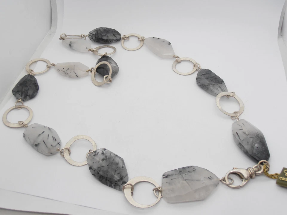 Collana con Quarzo Rutilato naturale e Argento 925 - Girocollo Pietra Dura - Immagine 4 di 4