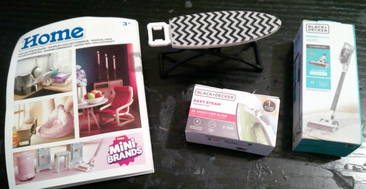3 NEW Zuru Mini Brand Home Series Ironing board Iron & Vacuum cleaner dollhouse-image