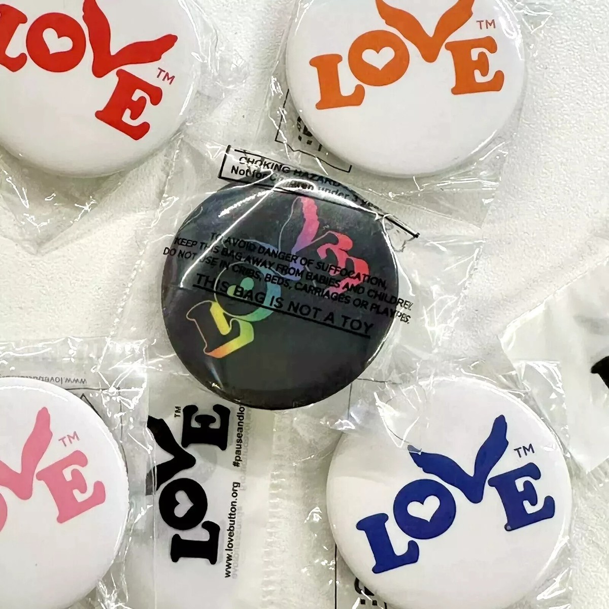 Coldplay Love Buttons/Pin Complete set (x7=6+1 rainbow) SEALED