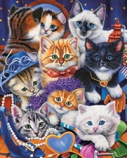 35" Fabric Panel David Textiles Digital Kittens in Closet Cat Hat Shoes