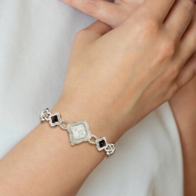Charles Hubert Ladies Blk Agate/Wht Howlite Bracelet Watch Ladies Charles Hubert Black Agate/White Howlite Bracelet  main image 2