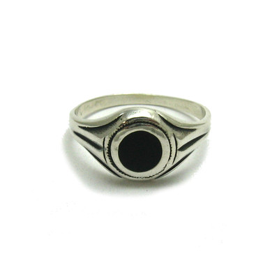 Men's Genuine Sterling Silver Enamel Solid Punched Ring 925 Craft