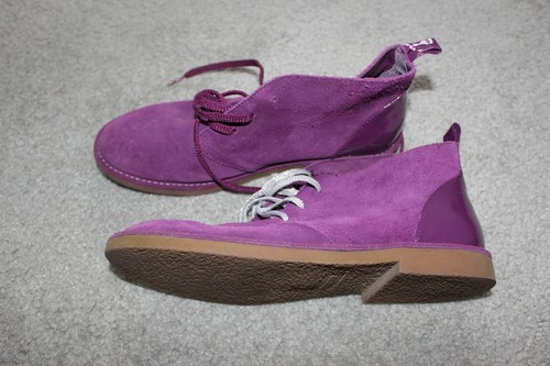 Lands' End Youth Girls Sz 4M Adolescent Lace up Booties Purple suede leather EUC - Picture 7 of 12