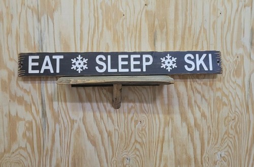 EAT SLEEP SKI /Carved/Rustic/Wood/Sign/Cabin/Lodge/Snow skiing/Mountains/Décor - Picture 2 of 5