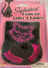 Tattoo and Eye Lash Set Hippie or Cat Reusable for Halloween Theatre Cosplay