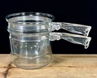 Vintage Pyrex Flameware Clear Glass Double Boiler Pots NO LID 1 1/2 Qt 6283