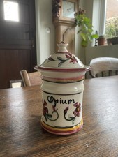 Rare Opium Pot Jar Apothecary Meyssac Correze Studio Pottery Ceramic Mid Century