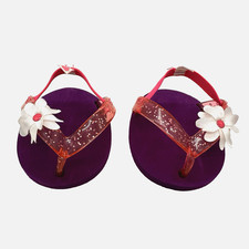 Build A Bear Pink Purple White Flower Glitter Summer Flip Flops Girl Teddy Shoes