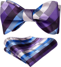 Bow Ties for Men Check Plaid Self Tie Bow Tie and Pocket Square Bowtie Formal Tu