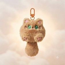 Orange Cat Plush Keychain Soft Kawaii Long Tail Cat Bag Charm Purse Accessory
