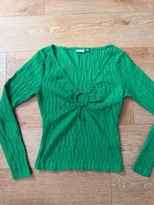 ASOS Green Y2K Ring Front Long Sleeve Top UK10