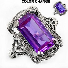 8CT Natural Alexandrite 925 Sterling Silver Art Deco Style Ring Sz 6,7,8,9 AZ3