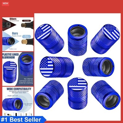 Tire Valve Stem Caps American Flag 8 Pack Corrosion Resistant Alloy Universal