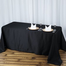 90x156" Black PREMIUM RECTANGLE Polyester TABLECLOTH Catering Party Home Linens