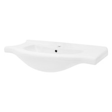 Lavabo éncastre en céramique blanc brillant vasque á poser evier 86x21,5x51,5 cm