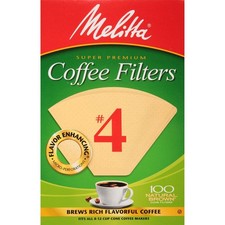 Melitta Super Premium No. 4 Coffee Paper Filter, 100 COunt Pack of 1, Brown