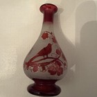 Vintage Bohemian Frosted Glass Ruby Flashed Bird Decanter w/ Stop — photo 1
