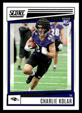 2022 Panini Score Charlie Kolar #374 Baltimore Ravens Rookie NFL Football