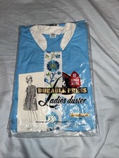 Vintage Kanner Blue Floral SzM Ladies Snap Close Duster IOP