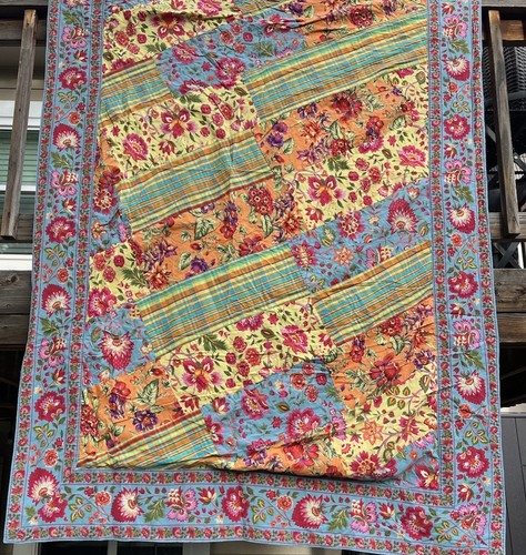 April Cornell Classic Patchwork Floral/Plaid Rectangle Tablecloth 57"X83"
