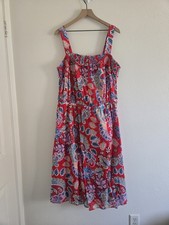 Talbots Fantastic Paisley Fit Flare Midi Dress 20W Boho Tropical Vacation Resort