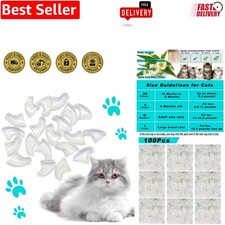 100 Clear Cat Nail Caps - Medium Size 11-16.5 lbs with Adhesives Applicators
