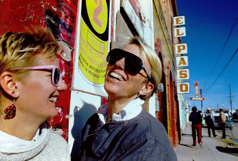 Laughing Women in Sunglasses @ El Paso Texas? Juarez Mexico?: 1980's 35mm Slide