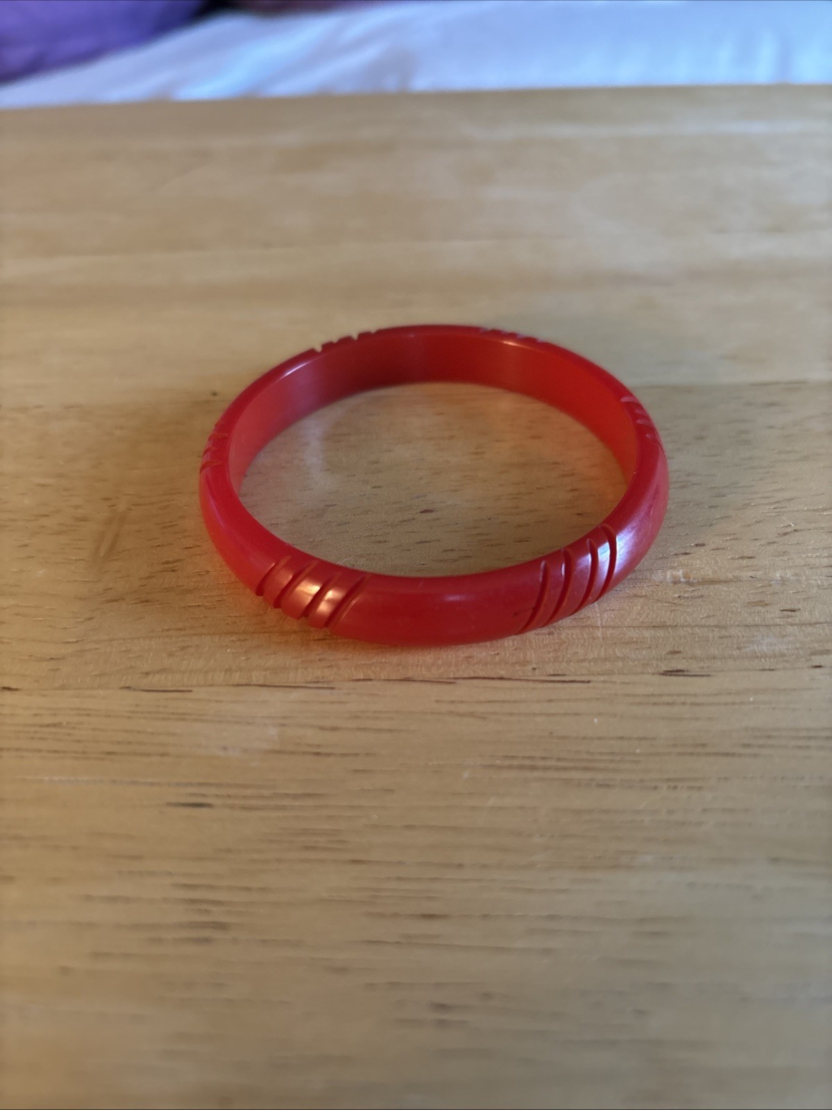 BAKELITE BANGLE BRACELETS CHERRY AMBER CARVED NIC… - image 2