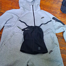 Nike Men's 2-Piece Tracksuit Full-Zip Hooded Fleece Jogger Set Gray/Black L