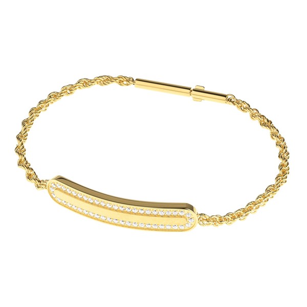 Armband Ernstes Design Evia Kordelkette Aus Edelstahl Vergoldet Zirkonia A676-image