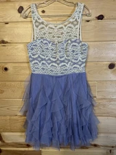 Juniors Purple Ruffle Lace Dress Size 9/10 Party Prom Homecoming Xhilaration
