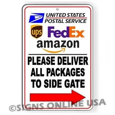 Deliveries To Side Gate Arrow Right / Sign / Decal  Deliver Si266 Packages