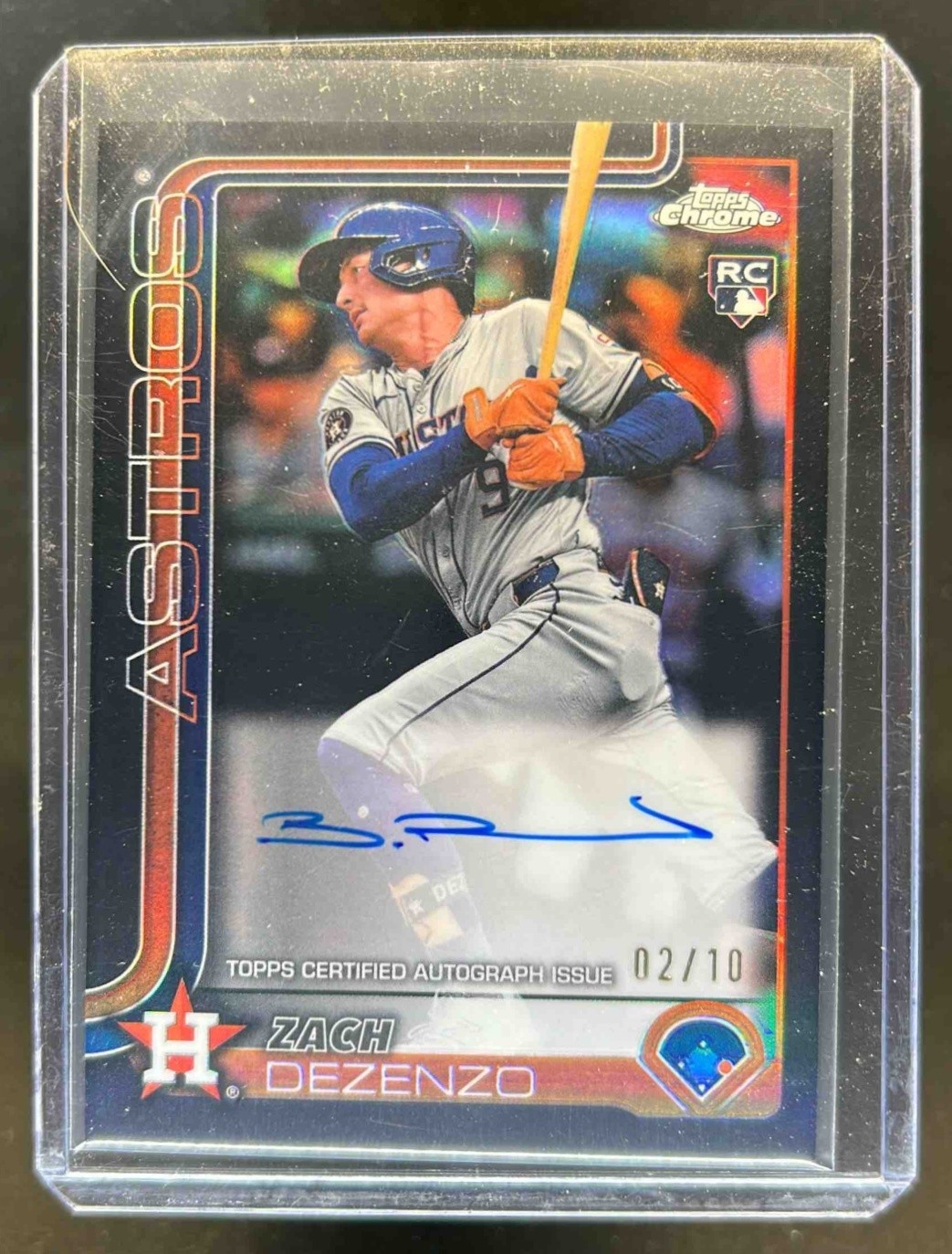 2025 Topps Chrome Zach Dezenzo Rookie Auto RC Black Refractor #2/10 Astros