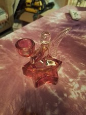 L.E. Smith Glass Angel On A Star Candlestick Holder