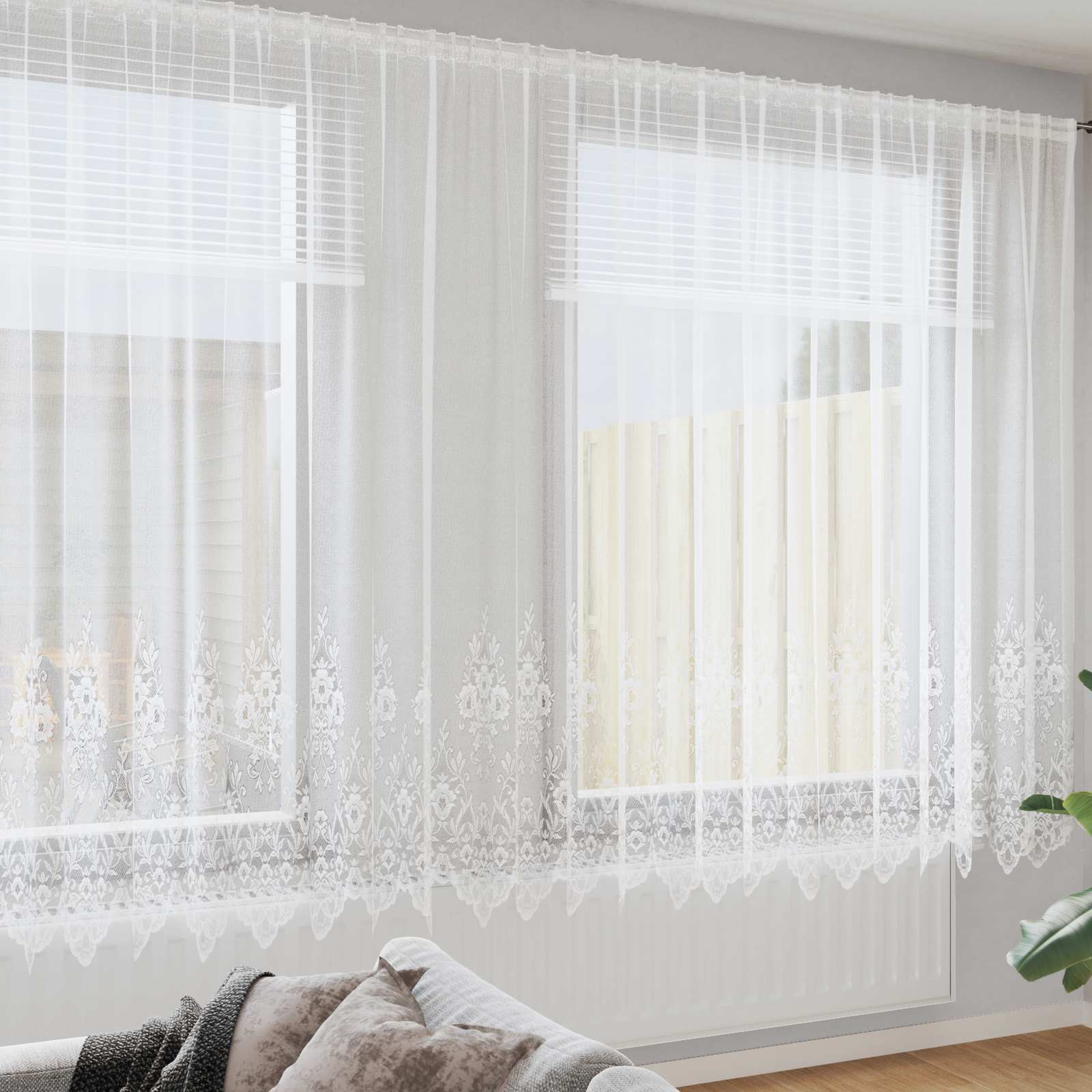 Tenda in Pizzo Jacquard Bianco 200x900 cm - Lusso per Grandi Spazi