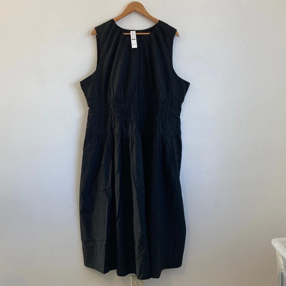 J Crew女式棉府绸风信子连衣裙3x黑色 — 第 2/4 张图片