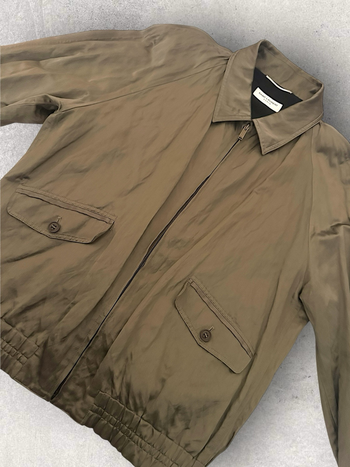 Giacca Saint Laurent in raso stropicciato US uomo L EU 50 nuova senza etichette vendita al dettaglio $2.490