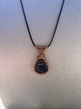 Handcrafted Wire Wrapped Labradorite Teardrop Copper Pendant Necklace