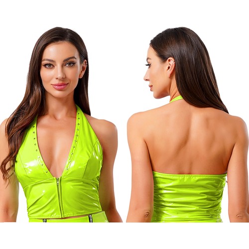 Women Vest Gothic Tank Fashion Top Party Clubwear Outfit Bralette Backless Pu - Picture 31 of 84