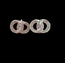 Silver Interlocking Circle Stud Earrings with...