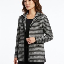 Nina McLemore Made in USA Black Geometric Lined Jacket Women Size 10