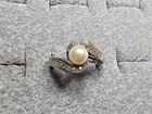 GRANDMA GRABE'S BEAUTIFUL VINTAGE 925 STERLING SILVER FAUX PEARL 3G RING SIZE 6